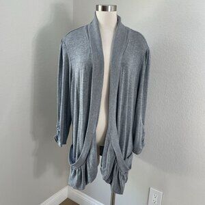 NEW Cable & Gauge Woman Plus 2X Gray Open Front Cardigan Sweater